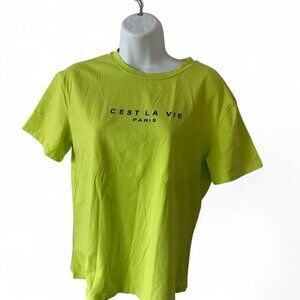 Women's Green and Yellow T-shirt